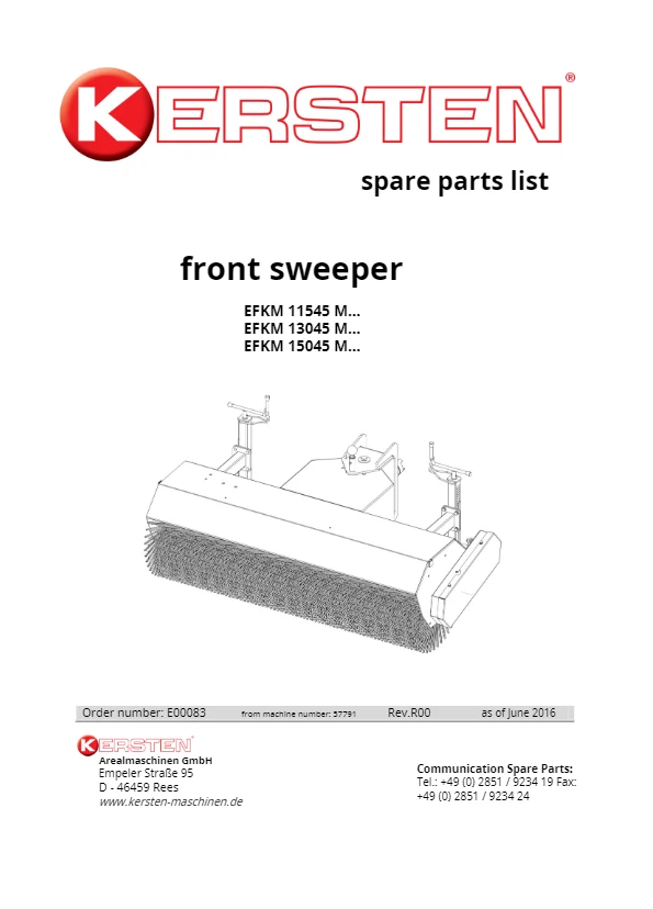 Spare Parts List  Front Sweeper EFKM 45